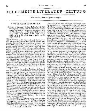 Officier-Lesebuch historisch-militairischen Inhalts. T. 1-6. Mit untermischten interessanten Anekdoten. Von einer Gesellschaft militairischer Freunde. C. D. Küster [Hrsg.]. Berlin: Matzdorf 1793-97