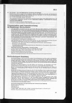 Frauenstudien und Frauenforschung an Hamburger Hochschulen