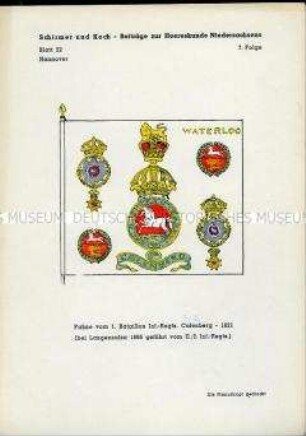 Uniformdarstellung, Detailstudie Fahne der Infanterie, Königreich Hannover, 1821.