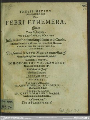 Theses de febri ephemera