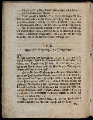 VII. Gemeine Armenhaus-Pfründner.