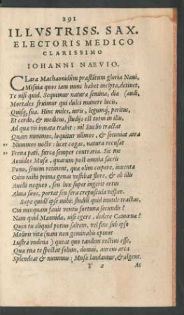 Illustriss. Sax. Electoris Medico Clarissimo Iohanni Naevio.