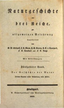 Handbuch einer Geschichte der Natur, 3,1,1. III. Theil: Organisches Leben (Fortsetzung) : Index palaeontologicus oder Uebersicht der bis jetzt bekannten fossilen Organismen ; A, Nomenclator palaeontologicus, in alphabetischer Ordnung ; A - M