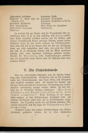 V. Die Sicherheitswehr