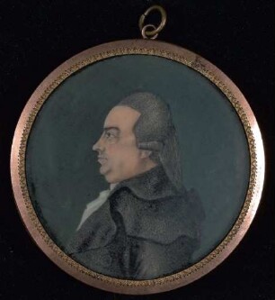 Doppelminiatur eines älteren Herren und einer Frauenfigur