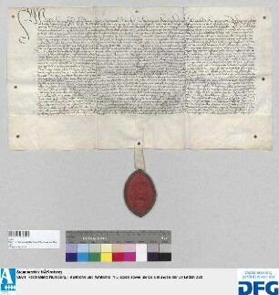 Abt Sebaldus von St. Aegydien vidimiert den Schutzbrief Bischof Rudolphs von Würzburg für die Nürnberger Kaufleute vom 3. November 1468.