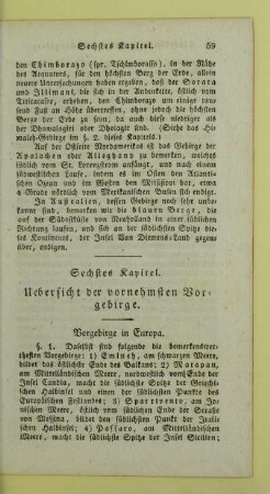 Sechstes Kapitel. Uebersicht der vornehmsten Vorgebirge