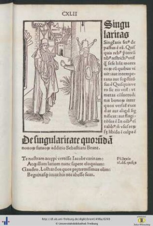 De singularitate quorundam novorum fatuorum additio Sebastiani Brant