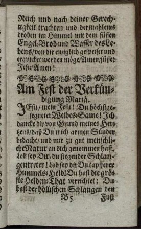 Am Fest der Verkündigung Mariae