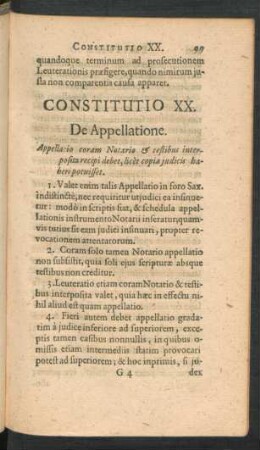 Constitutio XX. De Appellatione