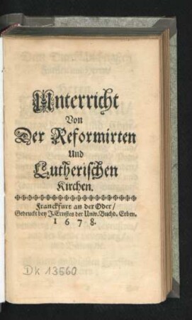 Unterricht Von Der Reformirten Und Lutherischen Kirchen