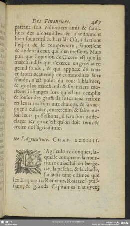 De l´ Agriculture. Chap. LXXIIII.