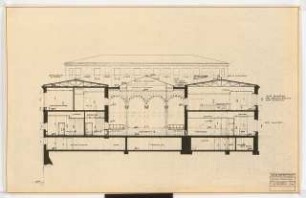 Stadthalle, Mülheim an der Ruhr Umbau: Querschnitt Gaststätte 1:100