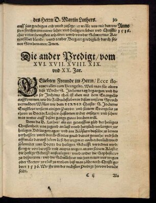 Die ander Predigt/ vom XVI. XVII. XVIII. XIX. und XX. Jar.