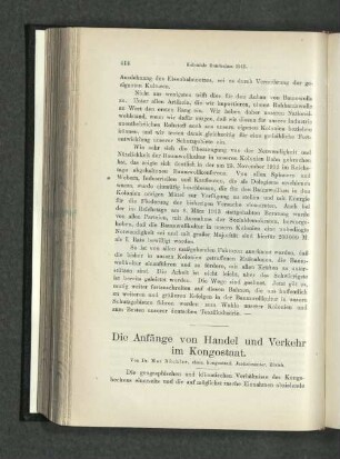 Die Anfänge von Handel und Verkehr im Kongostaat.