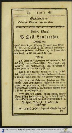 Kaiserl. Königl. V. Oest. Landrechte.
