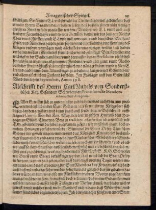 Abschrifft deß Herrn Carl Nutzels von Sonderßbühel/ Kay. Gesandten Schreibens ...
