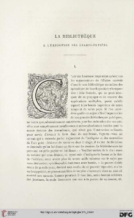 2. Pér. 10.1874: La bibliothèque à l'exposition des Champs-Élysées, [1]