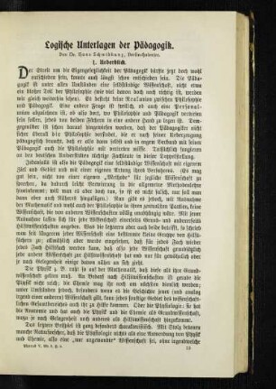Logische Unterlagen der Pädagogik