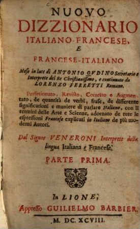 Nuovo Dizzionario italiano-francese e francese-italiano, 1