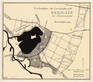 Aufteilungsplan des fürstlich Hardenbergischen Forstbezirks am Dehmsee, Fürstenwalde/Spree: Lageplan 1:10000