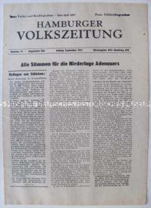 Illegale Ausgabe der "Hamburger Volkszeitung" u.a. zur Bundestagswahl