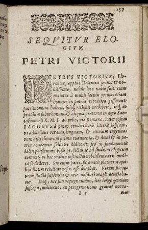 Sequitur Elogium Petri Victorii.