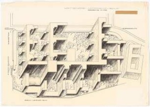 Justizgebäude, Berlin-Moabit: Perspektivische Ansicht 1:400 (Axonometrische Darstellung - Grundrissaxonometrie)
