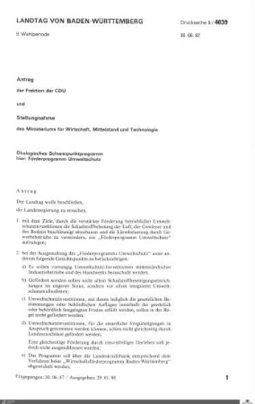 Antrag der CDU: Förderprogramm Umweltschutz