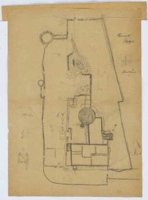 Burg Pyrmont, Roes: Lageplan (aus: Skizzen- und Fotoalbum 8)