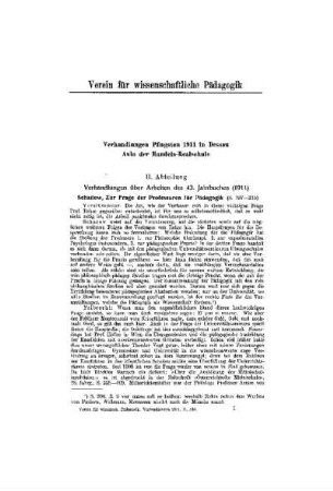 Verhandlungen Pfingsten 1911 in Dessau Aula der Handels-Realschule : II. Abteilung