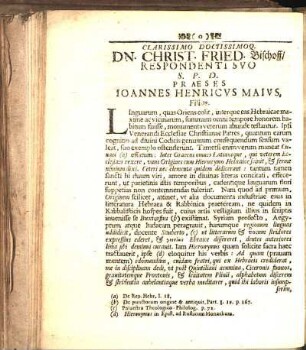 Gratulationes [Beiträger: Ioannes Henricvs Maivs, Filius. Fridericus Stör. P. Benivent. G. C. Müllerus. Christophorus Volland ...]