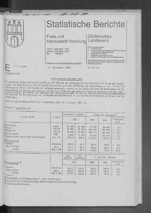 Bauhauptgewerbe September 1992 : Lfd. Nr. 41