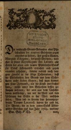 Emanuel von Swedenborg auserlesene Schriften, 5. Der Irdischen und himmlischen Philosophie, Zweyter Theil : Worinnen 1. Schwedenborgs. 2. Malebranche. 3. Newtons. 4. Cluvers. 5. Wolfens. 6. Plouquets. 7. Baglius. 8. Frickers. Irdische Philosophie mit Ezechiels Himmlischer Philosophie verglichen wird