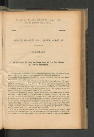 Annexe au Bulletin Officiel du Congo belge du 20 janvier 1909, no 2