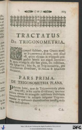 Tractatus De Trigonometria.