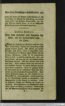 Zwölfter Abschnitt. Von dem Urheber und Regierer der Welt, und der Unsterblichkeit unserer Seele