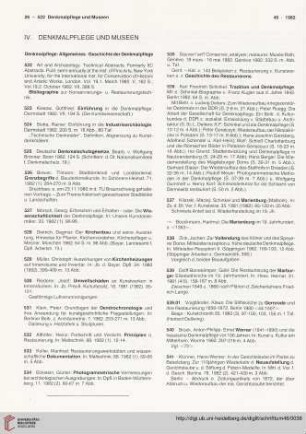 IV. Denkmalpflege und Museen