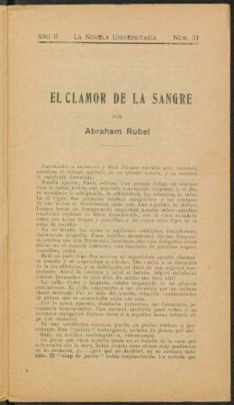 1922003100: El clamor de la sangre