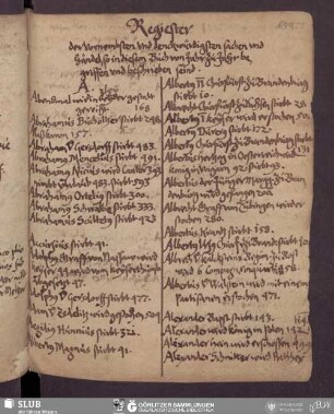 Regiester der vornembsten vnd denckwürdigsten sachen vnd Händel, so in diesem Buch von Jahr zu Jahr begriffen vnd beschrieben seind