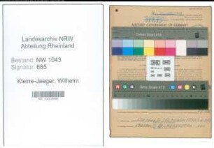 Entnazifizierung Wilhelm Kleine-Jaeger , geb. 03.12.1906 (Schreiner)