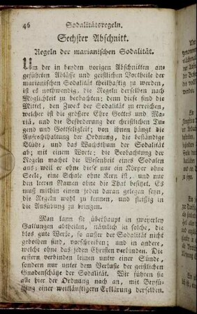 Sechster Abschnitt. Regeln der marianischen Sodalität.