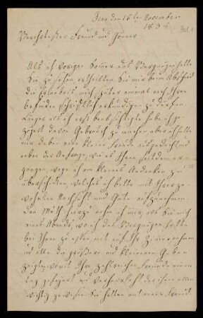 18: Brief von Julie Marezoll an Gustav Hugo, Jena, 16.11.1838
