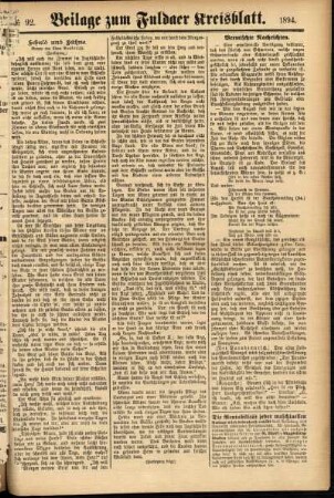 Zweite Ausgabe vom Samstag, den 04. August 1894.