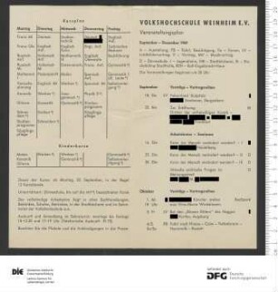 Beilage zum Programm 1. Semester 1969/1970