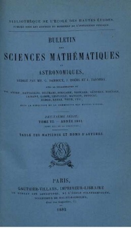 Tome VI. - Année 1882.