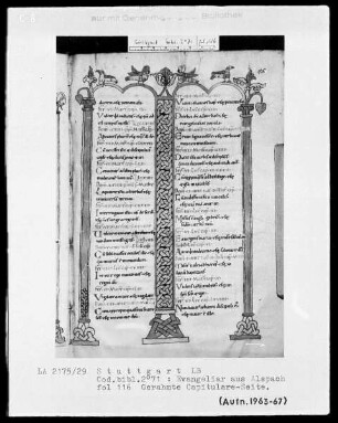 Evangeliar aus Alspach (Elsass) — Capitulare-Seite, Folio 116recto