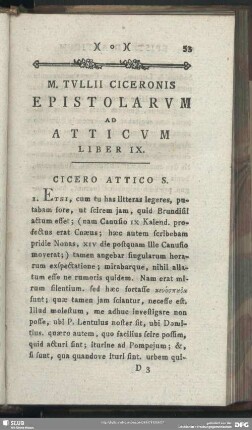 Epistolarum Ad Atticum Liber IX