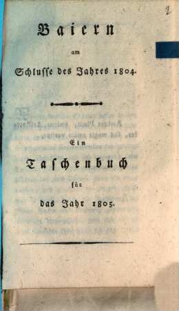 Baiern am Schlusse des Jahres 1804