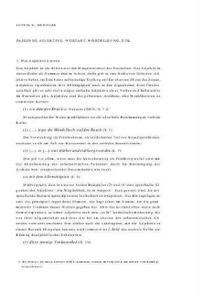 Passende Adjektive : Wortart, Wortbildung, Stil